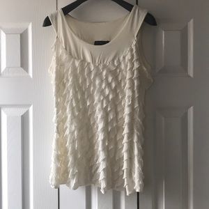 Sleeveless Spring Cream ruffle top- Small